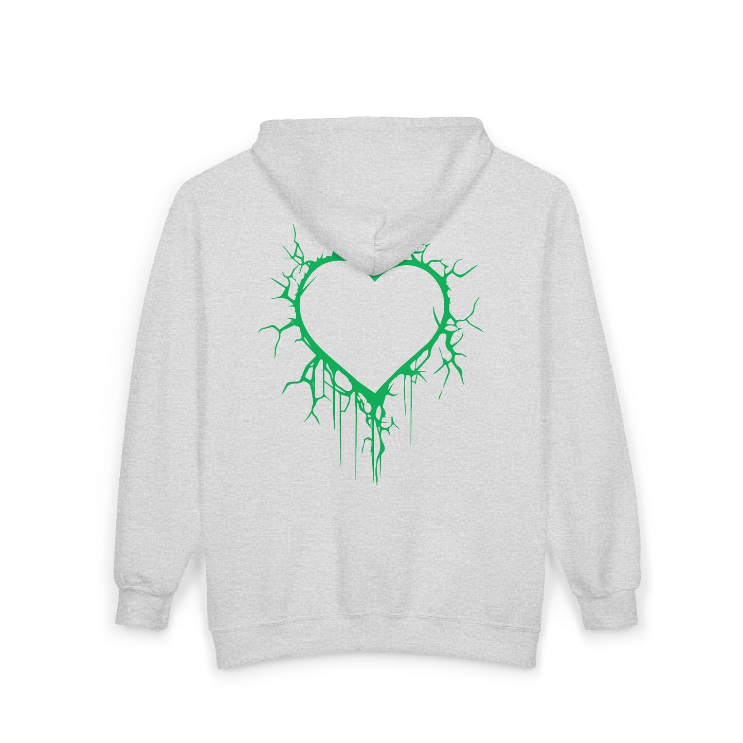 Lightning-Cracked Hollow Heart Zip Hoodie (in Electric Wicked Green) - (The Only Hearts Collection)