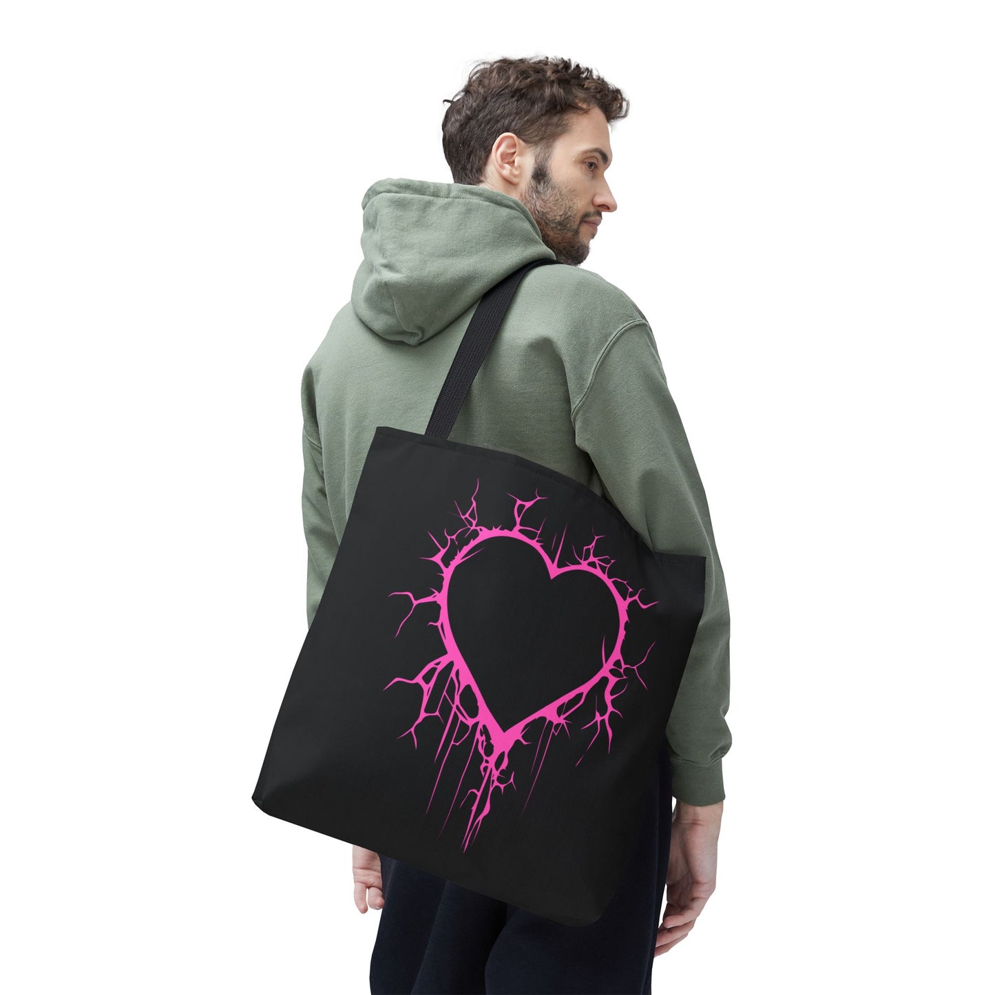 Lightning-Cracked Heart Tote Bag (in Electric Pink) - (The Only Hearts Collection)