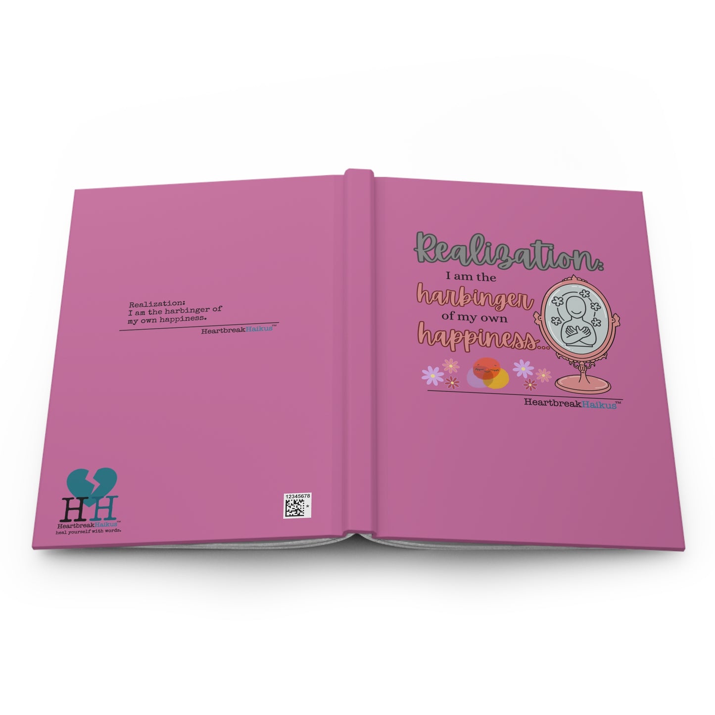 Harbinger of Happiness Haiku - Hardcover Journal in Candy Pink
