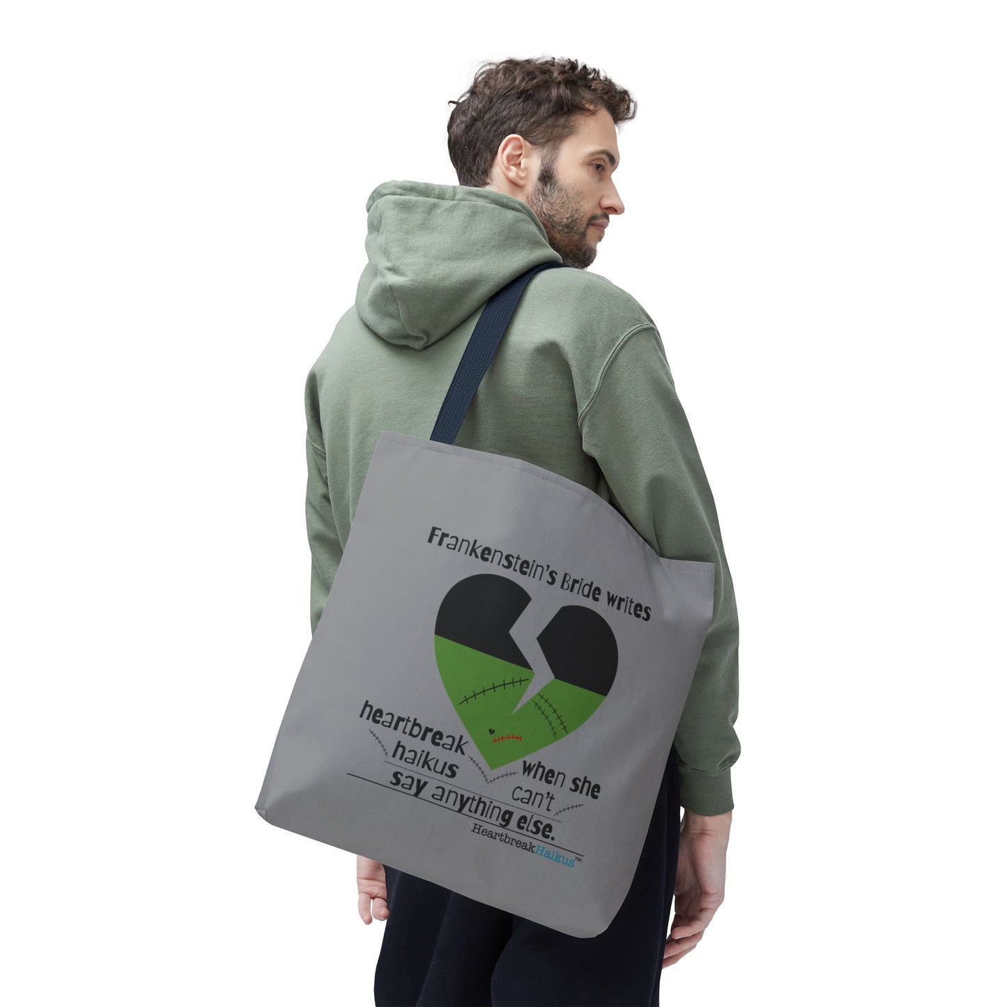 Frankenstein's Bride Writes Heartbreak Haikus - Tote Bag (Dual-sided print in Stone Grey)