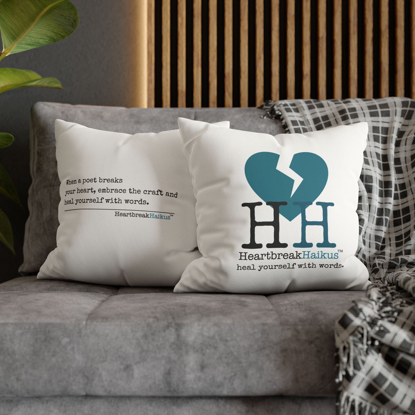 "Heal yourself with words." Faux Suede Square Pillowcase