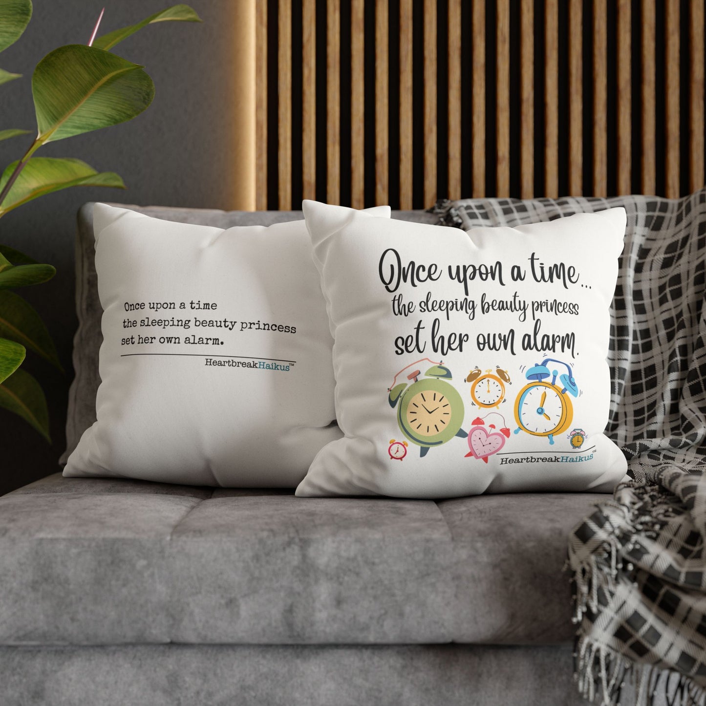 "Sleeping Beauty's Alarm" Faux Suede Square Pillowcase