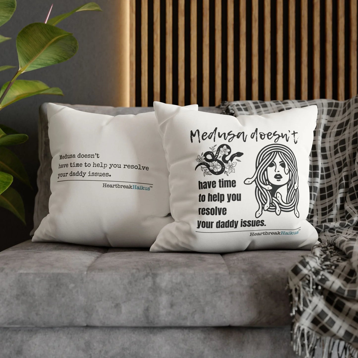Medusa and Your Daddy Haiku - Faux Suede Square Pillowcase