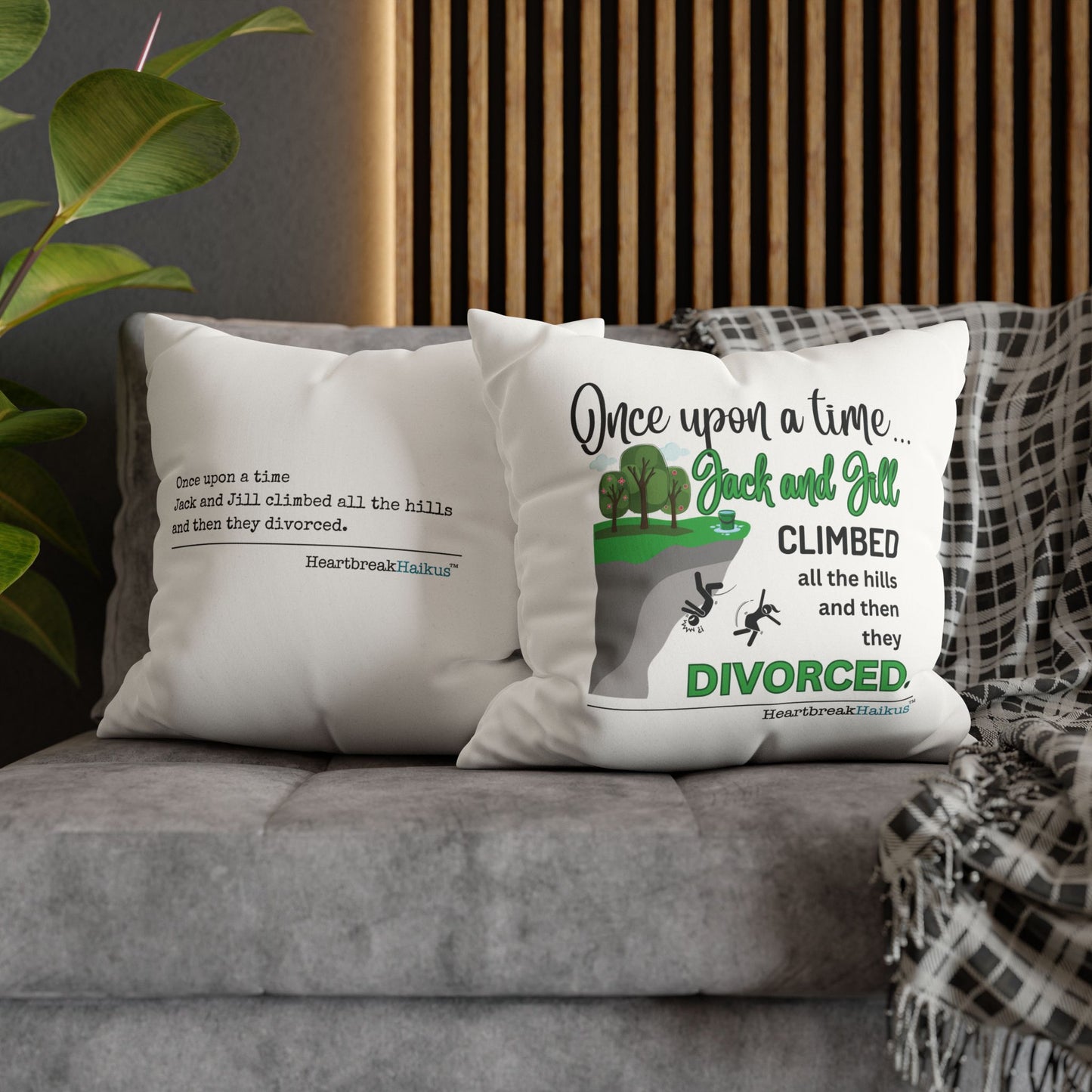 Jack and Jill Divorced Haiku - Faux Suede Square Pillowcase
