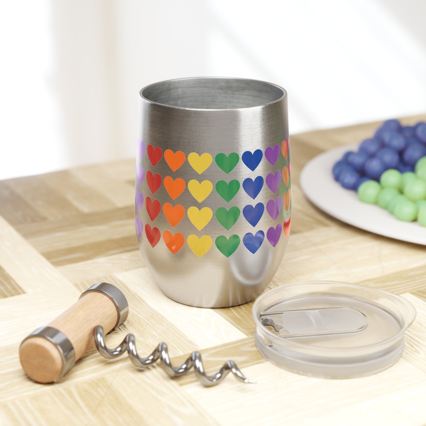 Rainbow Hearts Chill Wine Tumbler