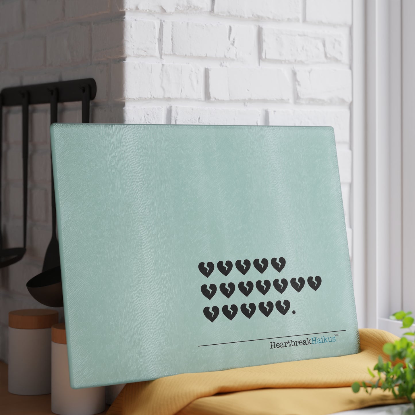 Hieroglyph Heartbreak Haiku Glass Cutting/Charcuterie/Serving Board