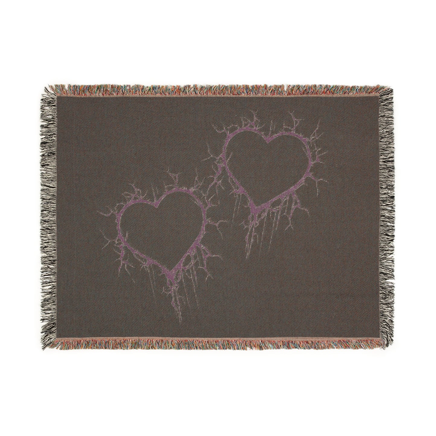 Electric Lightning-Cracked Hearts Pair - Woven Blanket (in Wicked Green)