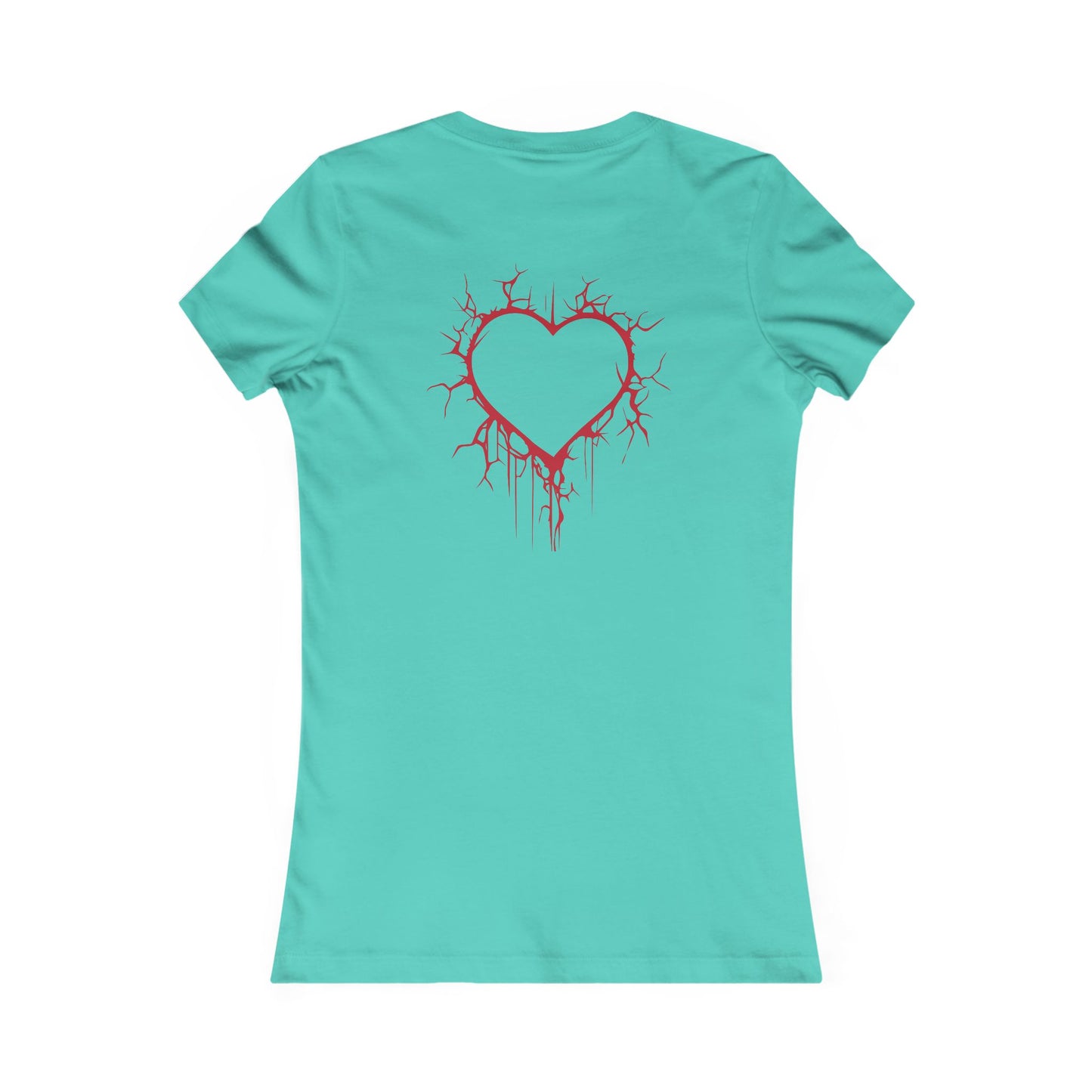 Two Cracked Hollow Hearts Slim-Fit T-Shirt (in Crimson Red)