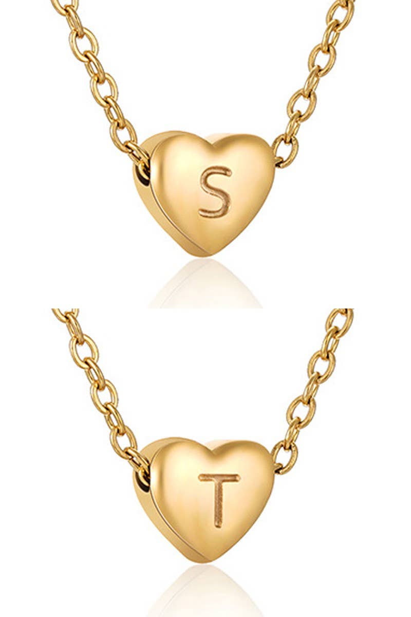 Gold-Tone Heart with Alphabet Initial Pendant Necklace (XS)
