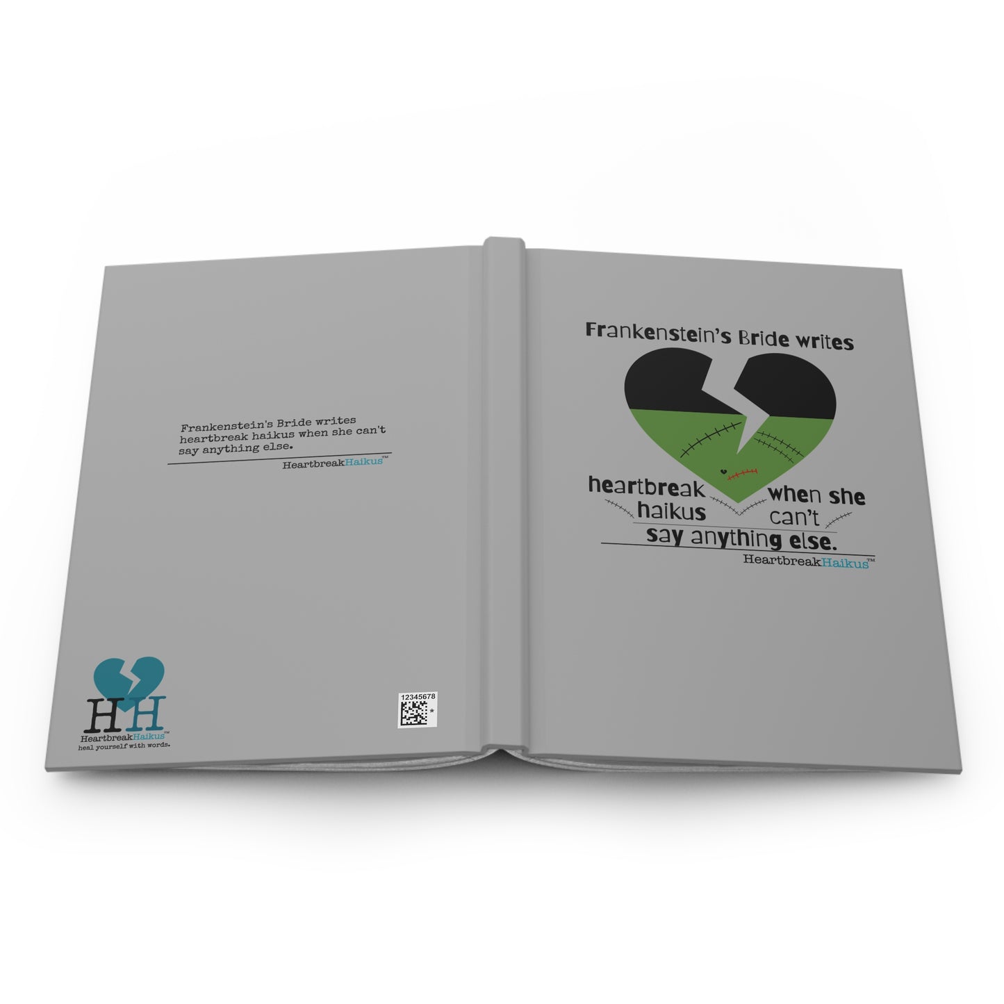 Frankenstein's Bride Writes Heartbreak Haikus - Hardcover Journal (in light grey)