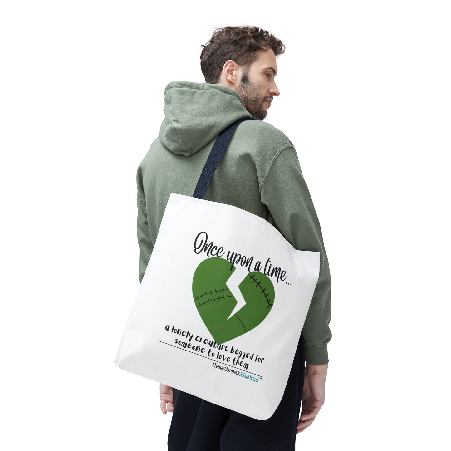 A Lonely Creature Begged Frankenstein Haiku - Tote Bag (Dual-sided print in Snow White)