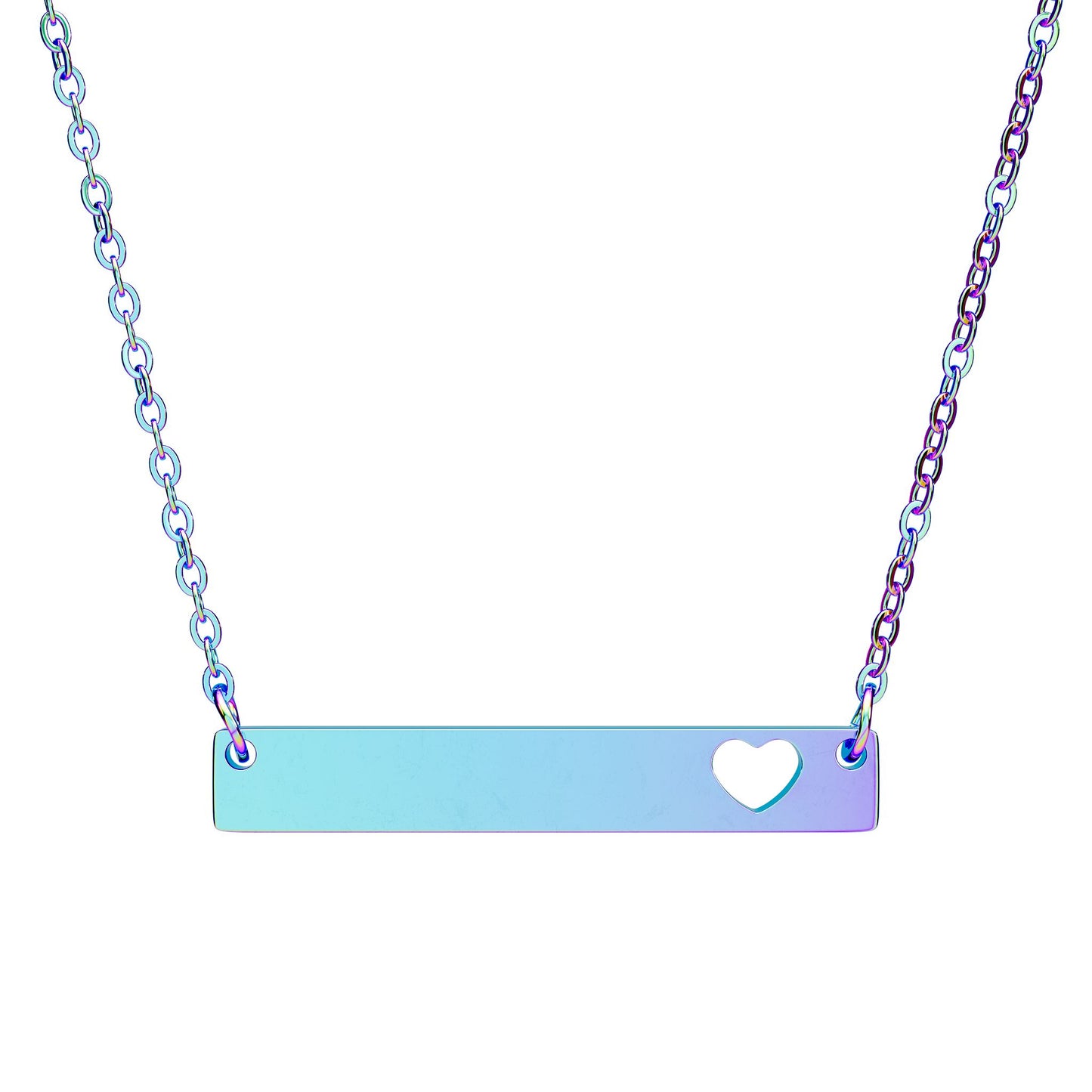 Bar Necklace with Cutout Heart — Minimalist Pendant