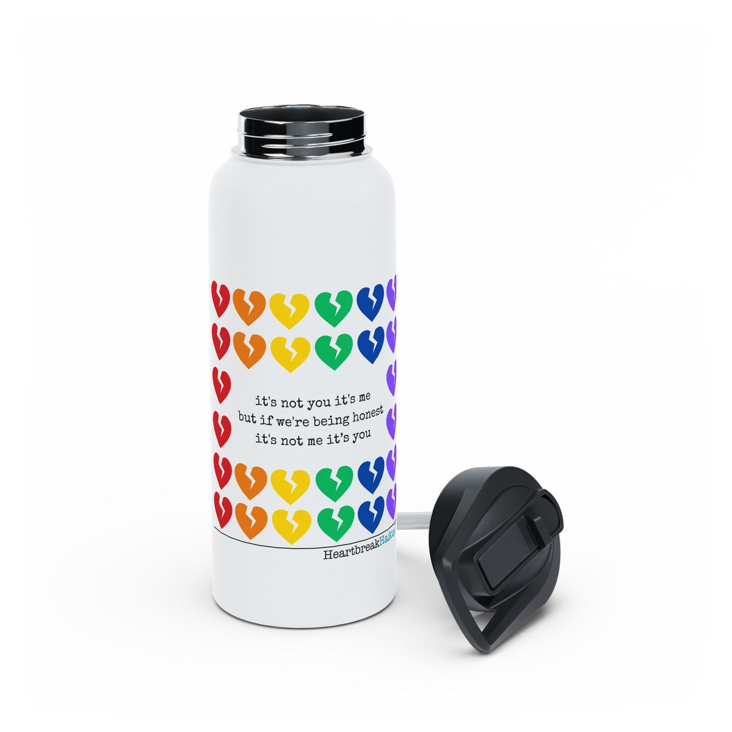 Copy of It's Not Me/You Haiku - Stainless Steel Water Bottle (Rainbow Heartbreak Collection)