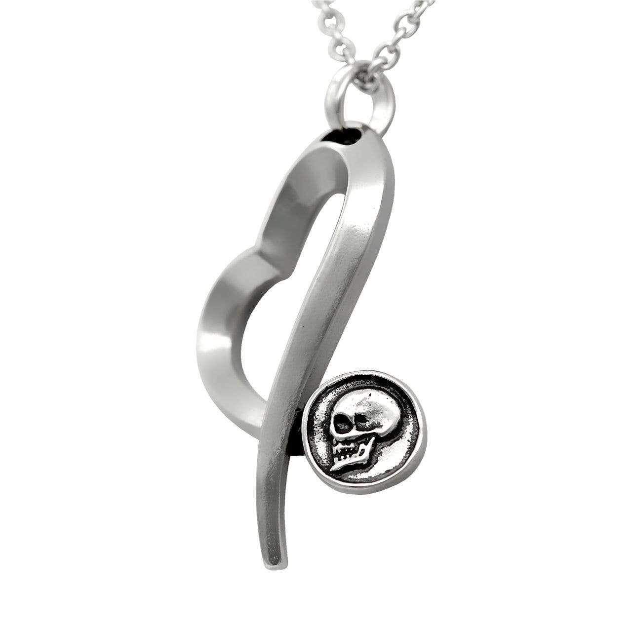 Skull-Stamped, Heart-Shaped Nail Necklace