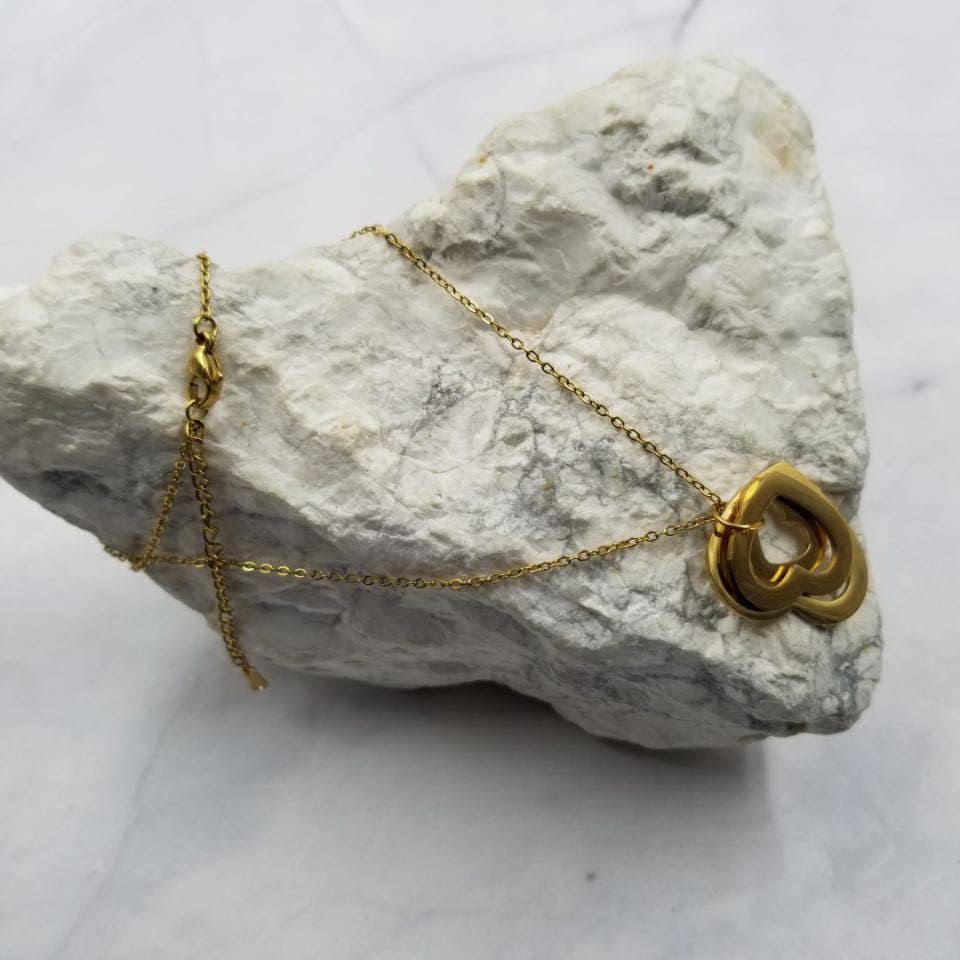 Gold Heart Stack Necklace