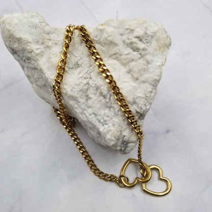 Cuban-Link Double-Heart Toggle Necklace