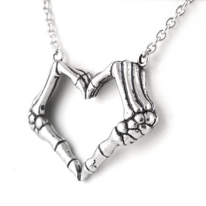 Skeleton Hand-Heart Necklace - I Love You To Death