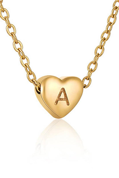 Gold-Tone Heart with Alphabet Initial Pendant Necklace (XS)