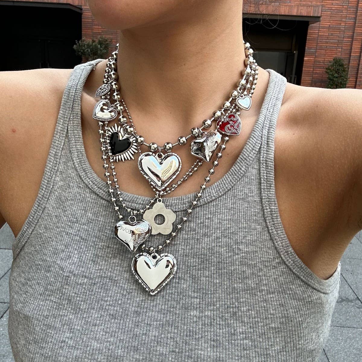 All the Hearts - Layered Beaded Heart Necklace | Heartbreak Haikus (4pc set)