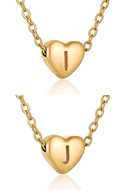 Gold-Tone Heart with Alphabet Initial Pendant Necklace (XS)