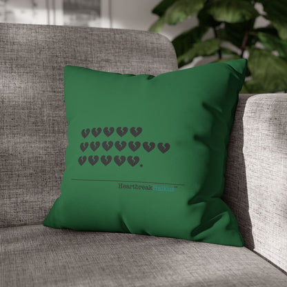 Hieroglyph Heartbreak Haiku - Faux Suede Square Pillowcase (in Evergreen)