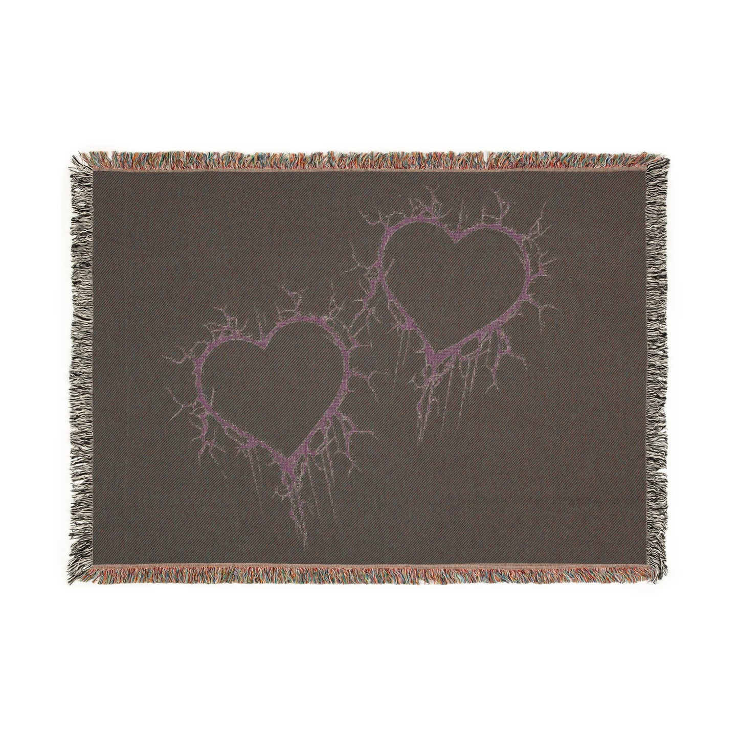 Electric Lightning-Cracked Hearts Pair - Woven Blanket (in Wicked Green)