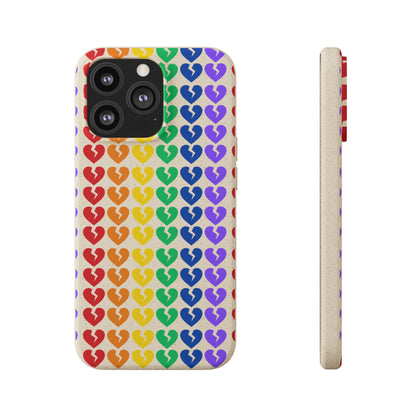 Rainbow Hearts Collection Pattern - Biodegradable Phone Case, Eco-Friendly Phone Cover (Only Hearts Collection)