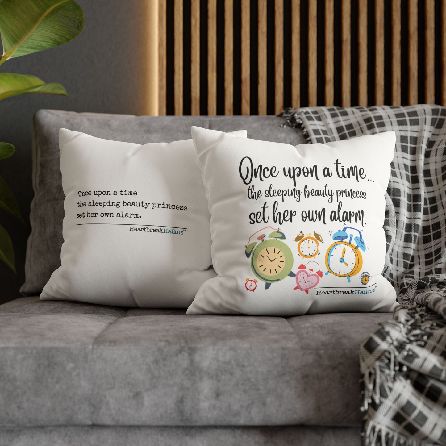 "Sleeping Beauty's Alarm" Faux Suede Square Pillowcase