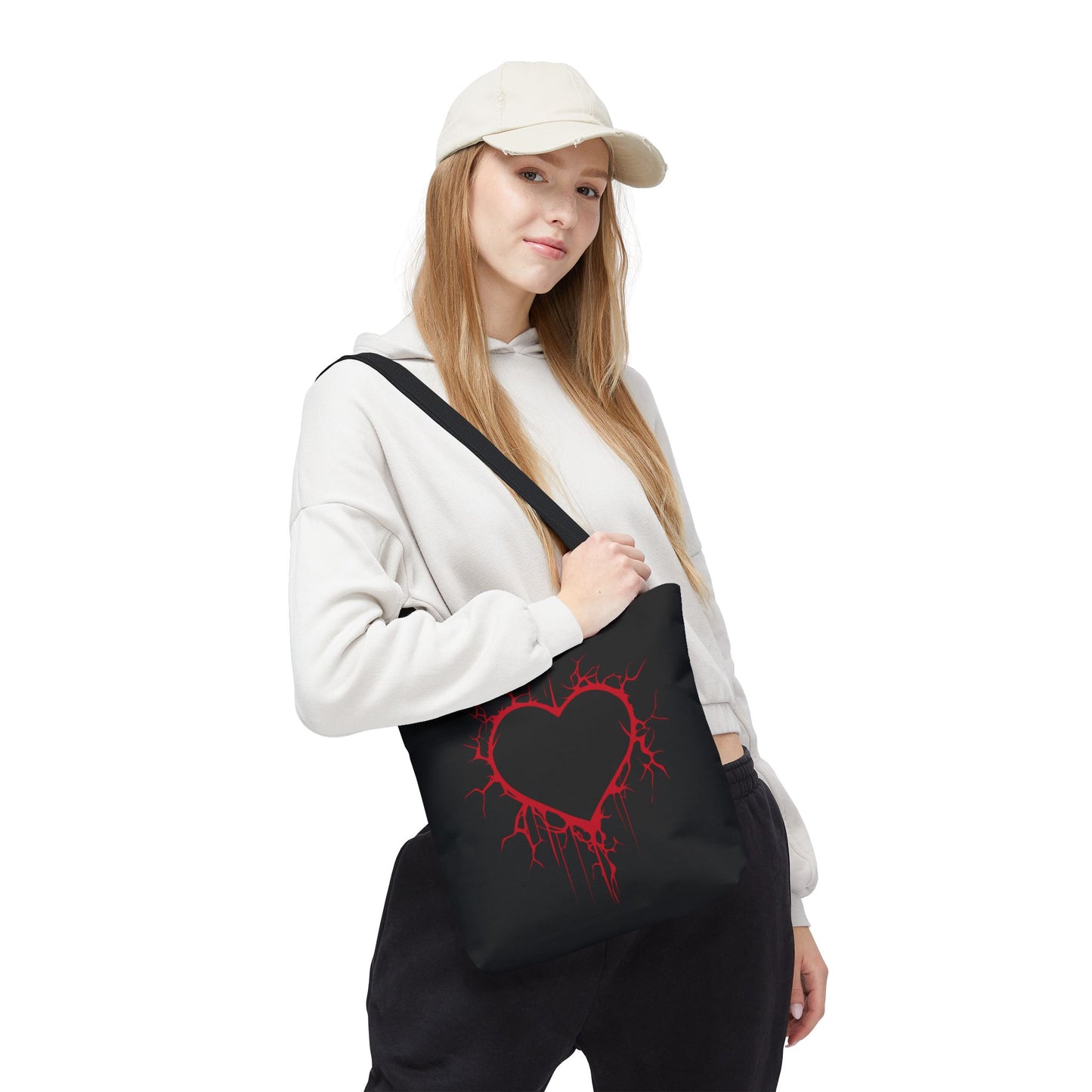 Cracked Heart Tote Bag (in Crimson) - (The Only Hearts Collection)
