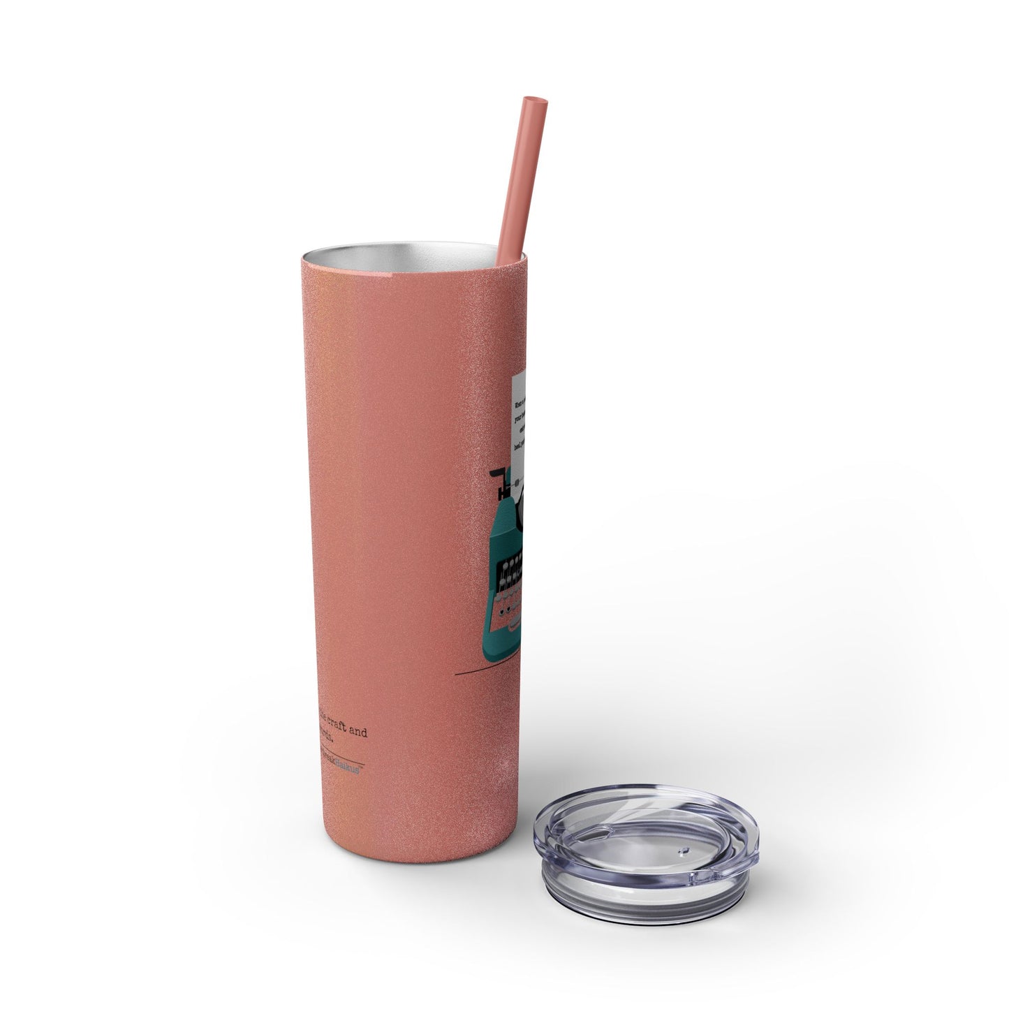 Heal Yourself with Words Haiku - (Typewriter design) Skinny Venti Tumbler with Eco-Friendly, Reusable, Matching Straw, 20oz