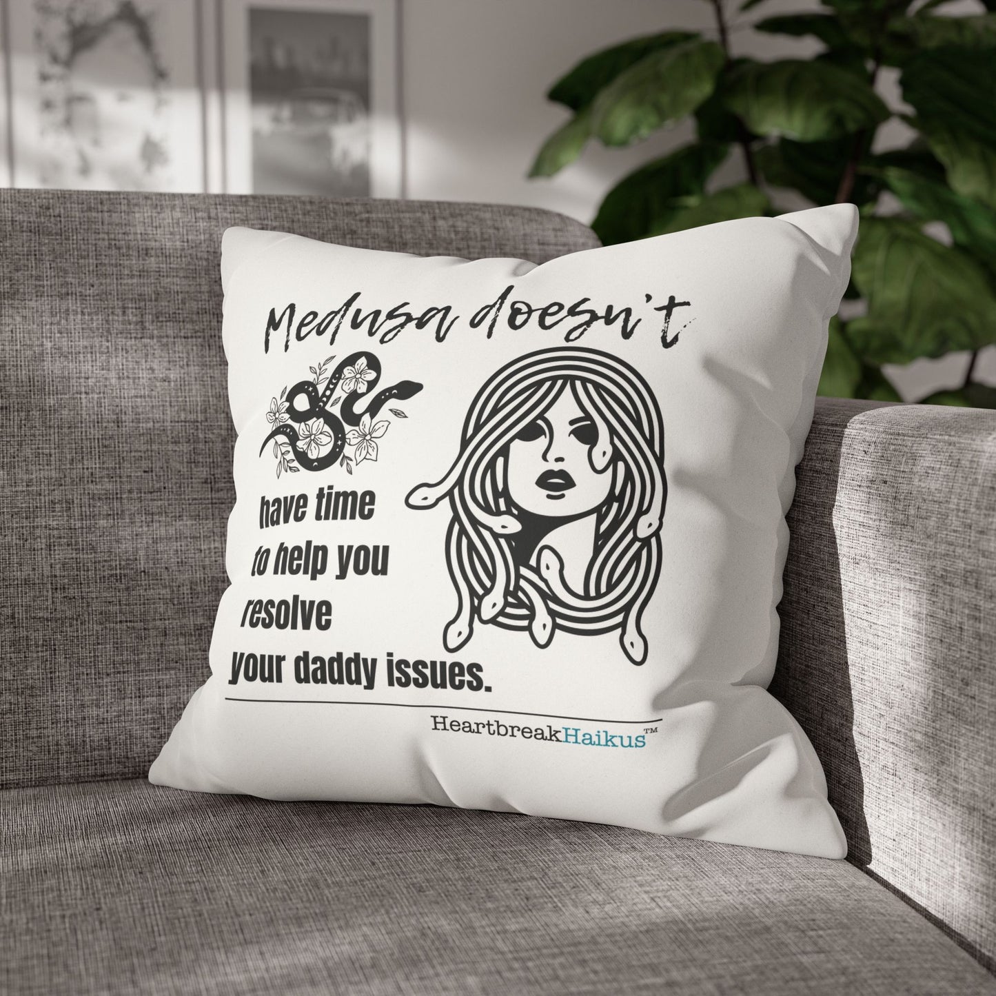 Medusa and Your Daddy Haiku - Faux Suede Square Pillowcase