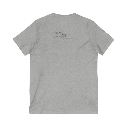 Harbinger of Happiness Haiku - Jersey Short Sleeve V-Neck Tee