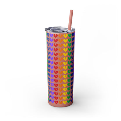 Only Hearts - Skinny Tumbler with Eco-Friendly, Reusable, Matching Straw, 20oz (Rainbow Heartbreak Collection)