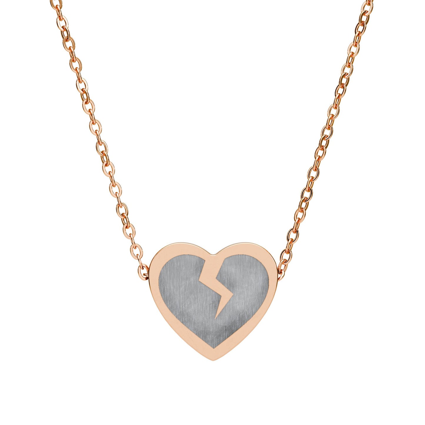 Engraved Broken Heart Necklace — Personalized Heart Pendant (The Only Hearts Collection)