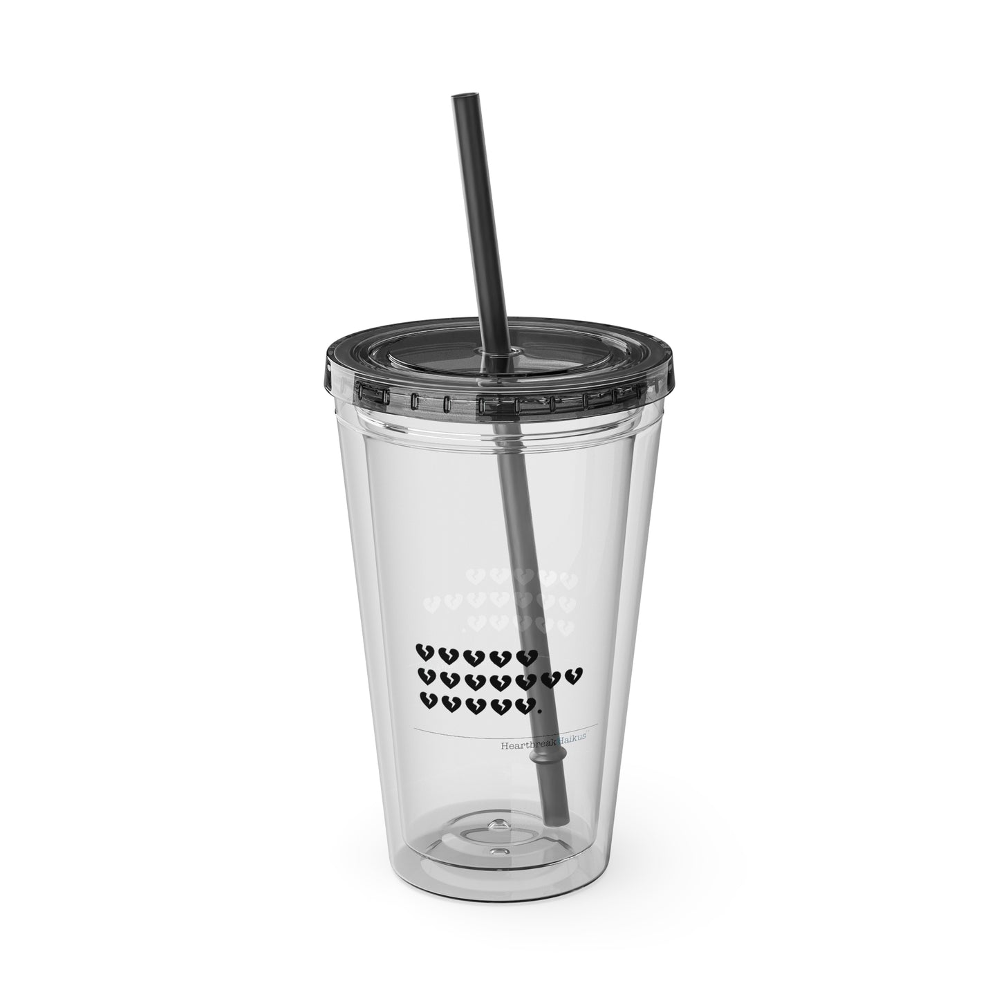 Hieroglyph Heartbreak Haiku - Sunsplash Tumbler with Straw, 16oz