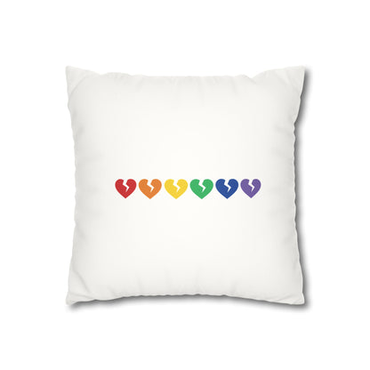 Rainbow Broken Hearts - Faux Suede Square Pillowcase (Only Hearts Collection)