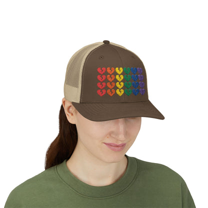 Rainbow Heartbreak Collection - Embroidered Trucker Hat (Only Hearts Collection)