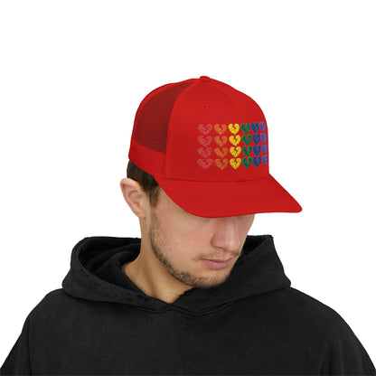 Rainbow Heartbreak Collection - Embroidered Trucker Hat (Only Hearts Collection)