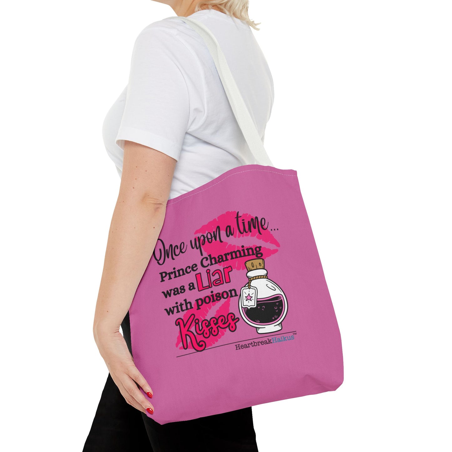Prince Charming's Poison Kisses Haiku - Tote Bag (Dual-sided print in Candy Pink)