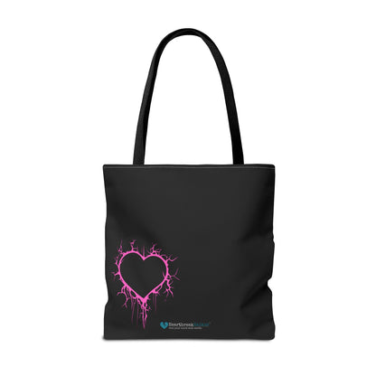 Lightning-Cracked Heart Tote Bag (in Electric Pink) - (The Only Hearts Collection)