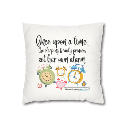"Sleeping Beauty's Alarm" Faux Suede Square Pillowcase