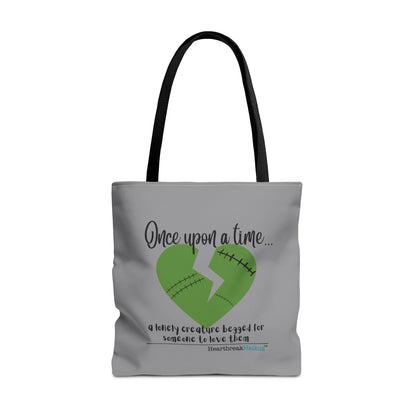 A Lonely Creature Begged Frankenstein Haiku - Tote Bag (Dual-sided print in Stone Grey)