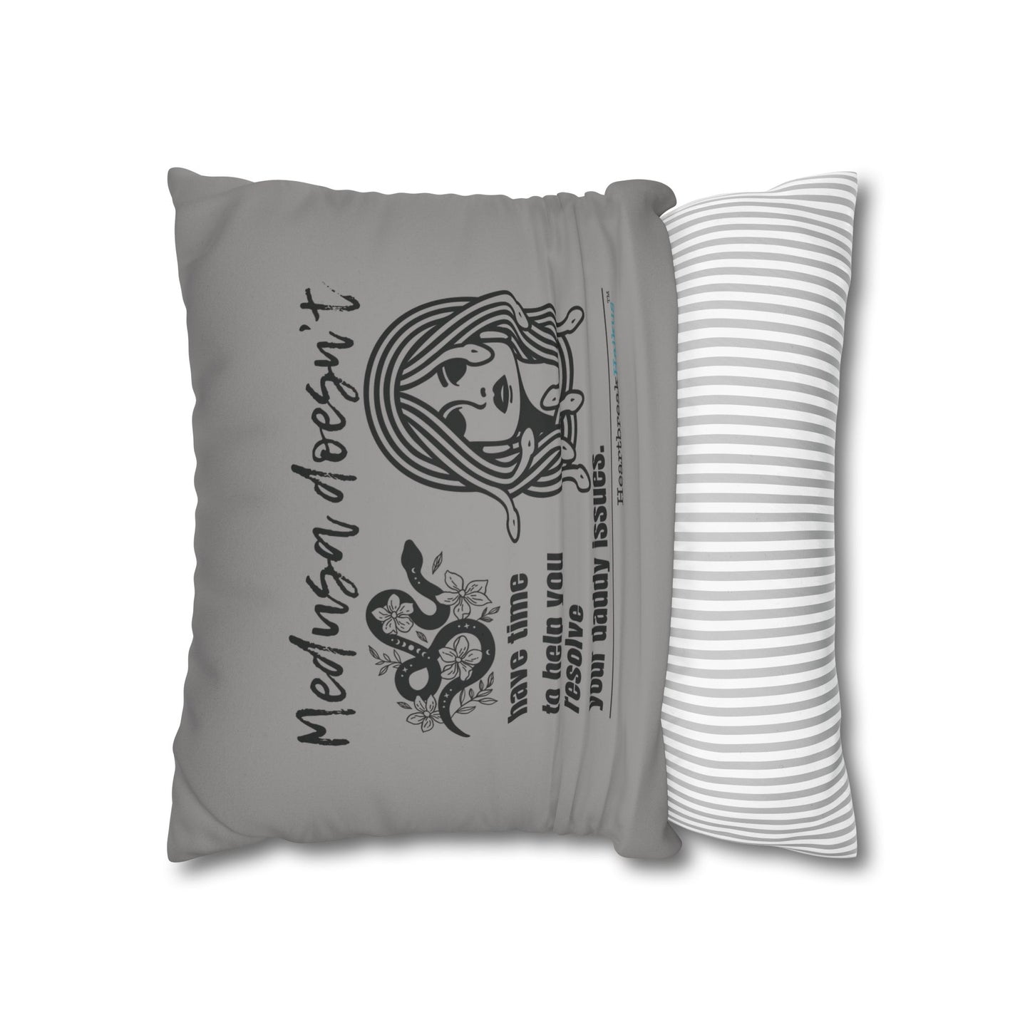 Medusa and Your Daddy Haiku - Faux Suede Square Pillowcase (Slate Gray)