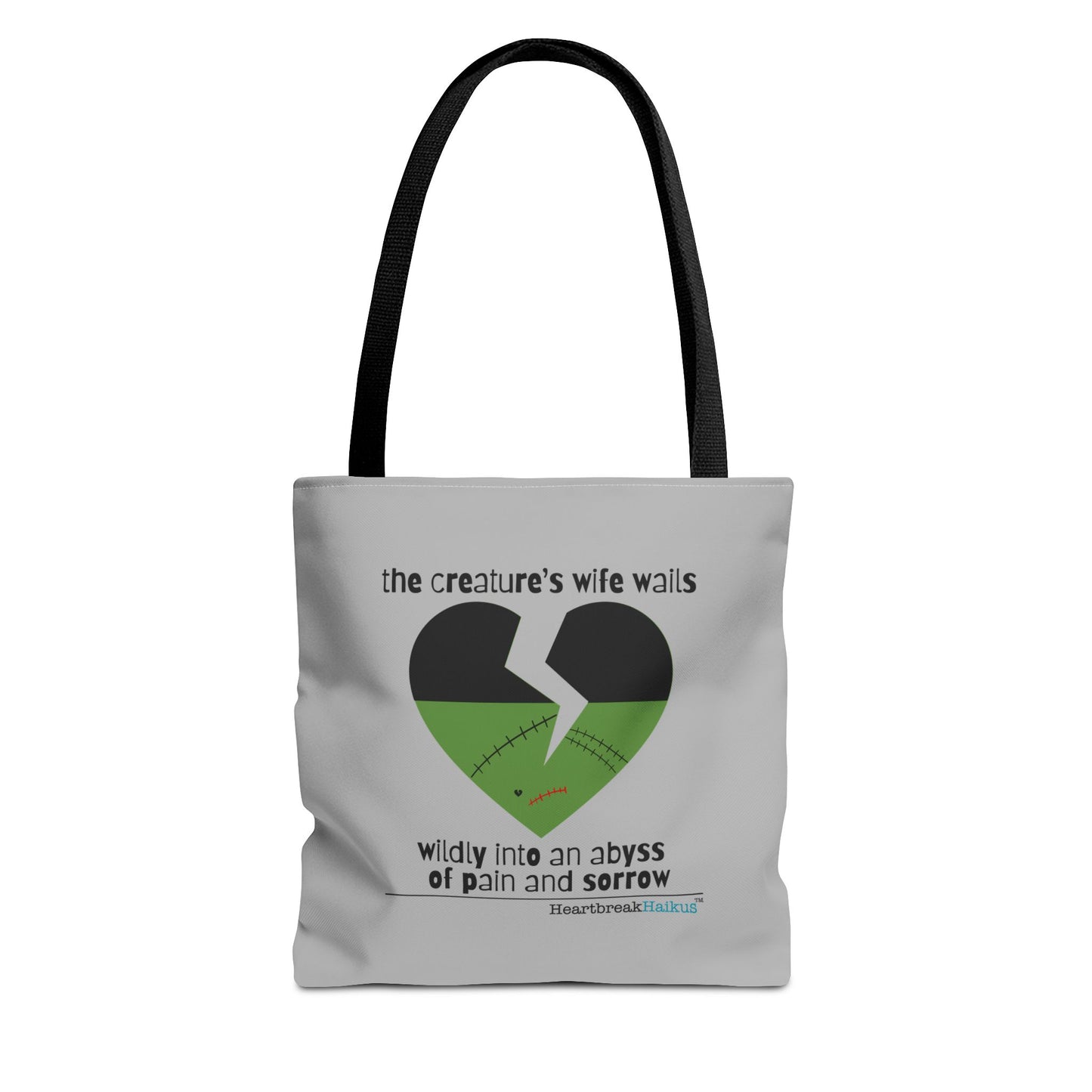 The Creature's Wife Wails Wildly Frankenstein Haiku - Tote Bag (dual-sided print in light grey)