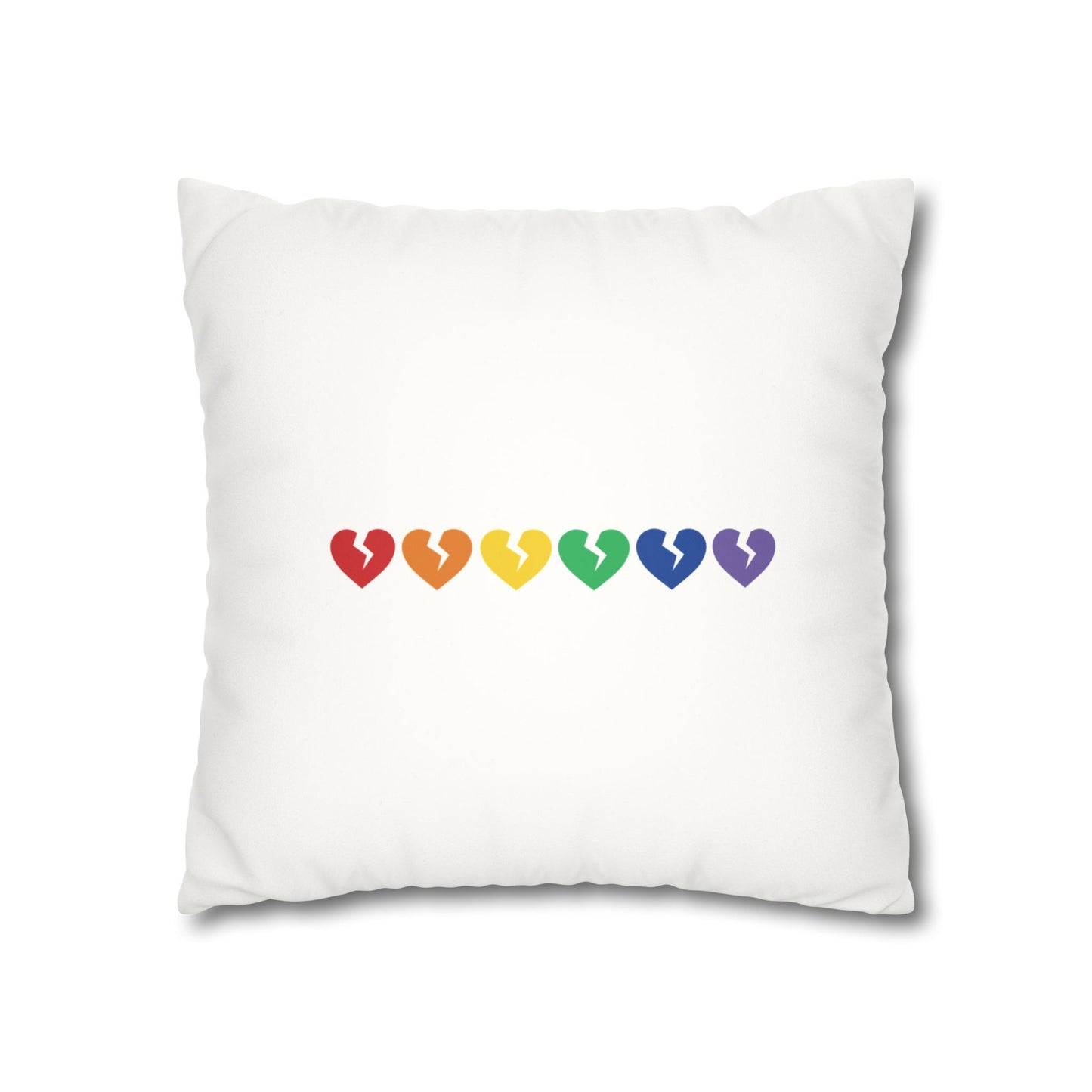 Rainbow Broken Hearts - Faux Suede Square Pillowcase (Only Hearts Collection)