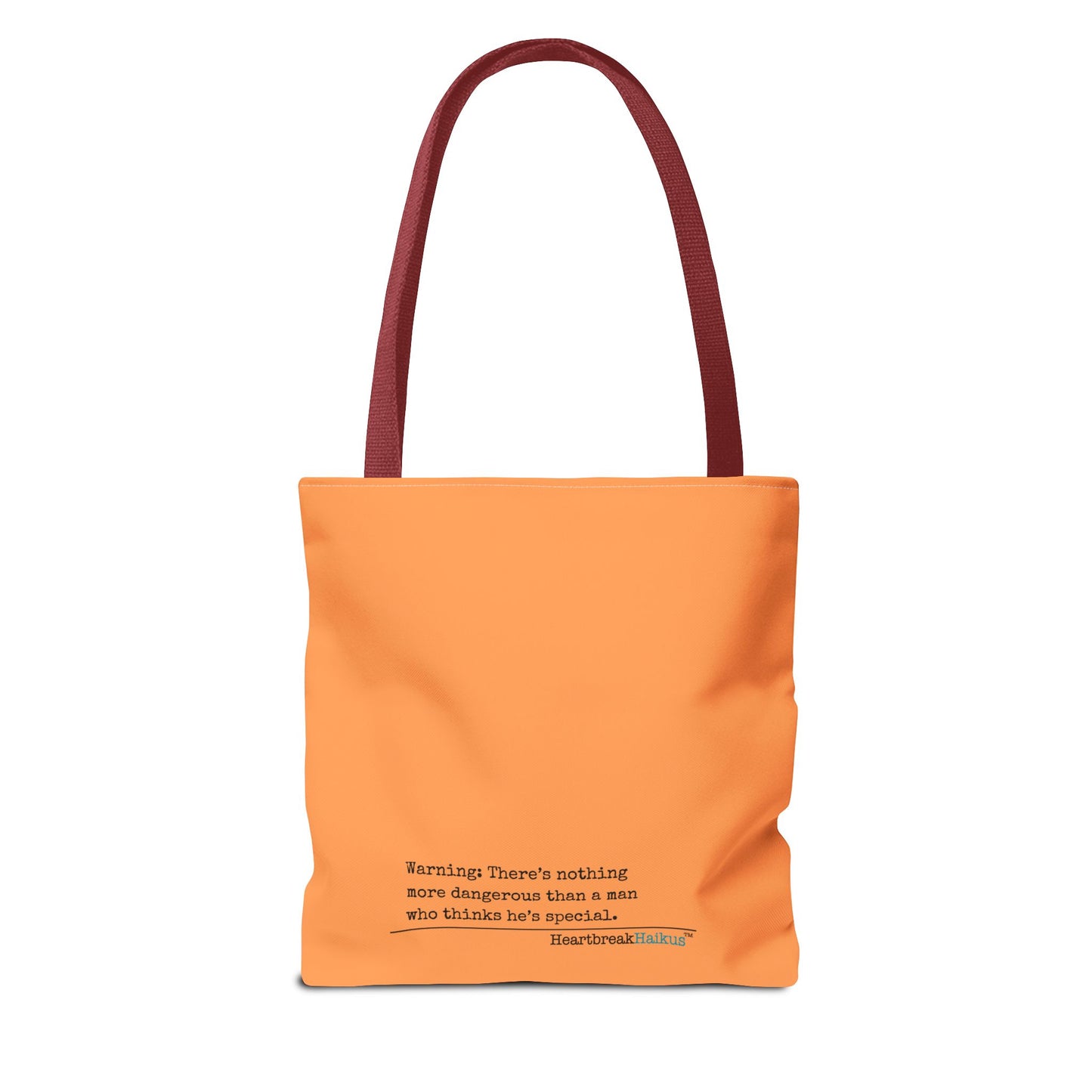 Warning: Dangerous Special Man Haiku Tote Bag (dual-sided design in Orange Tangerine)