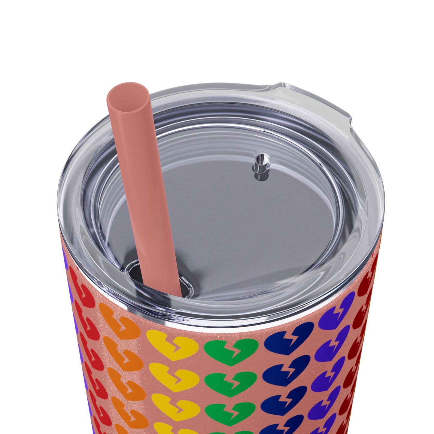 Only Hearts - Skinny Tumbler with Eco-Friendly, Reusable, Matching Straw, 20oz (Rainbow Heartbreak Collection)