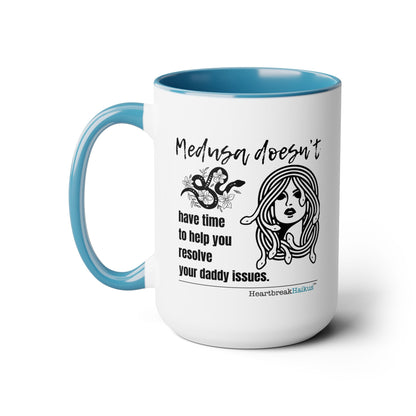 Medusa and Your Daddy Haiku - Two-Tone Coffee Mug 15oz - Dual-Sided Printing