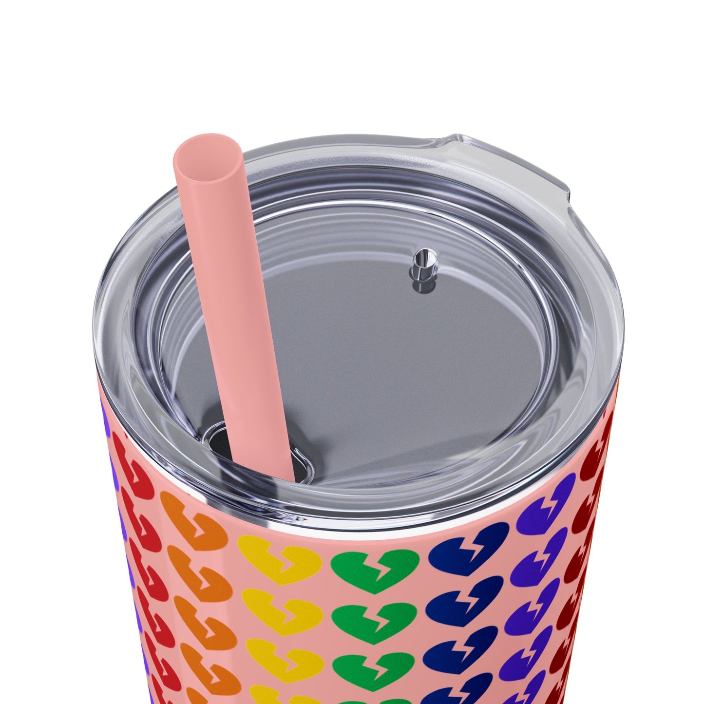 Only Hearts - Skinny Tumbler with Eco-Friendly, Reusable, Matching Straw, 20oz (Rainbow Heartbreak Collection)