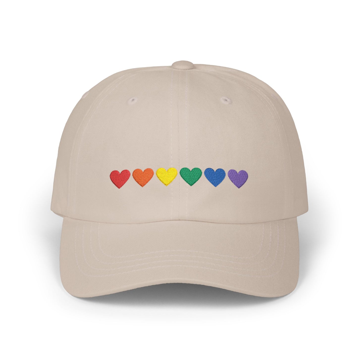 Embroidered Rainbow Hearts - Classic Adjustable Cap (Only Hearts Collection)